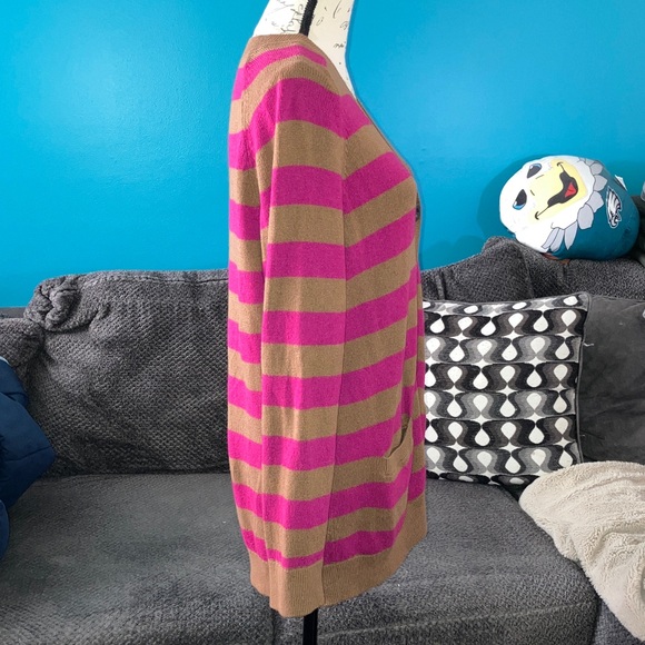 Lands’ End Striped Tunic Length Cardigan, Large - Picture 2 of 5